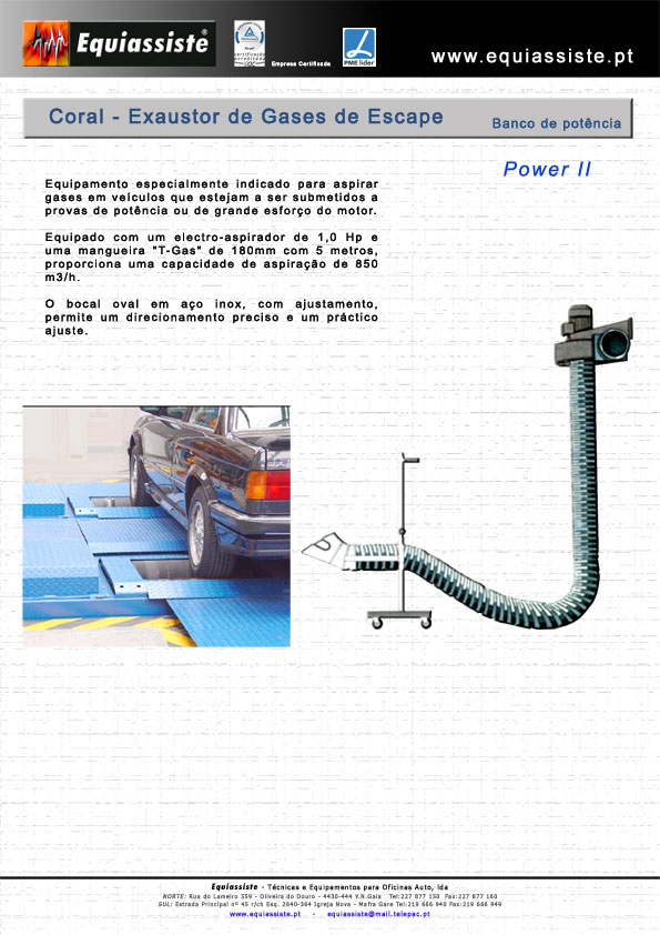 Exaustão de gases para banco de potencia de centro tipo b